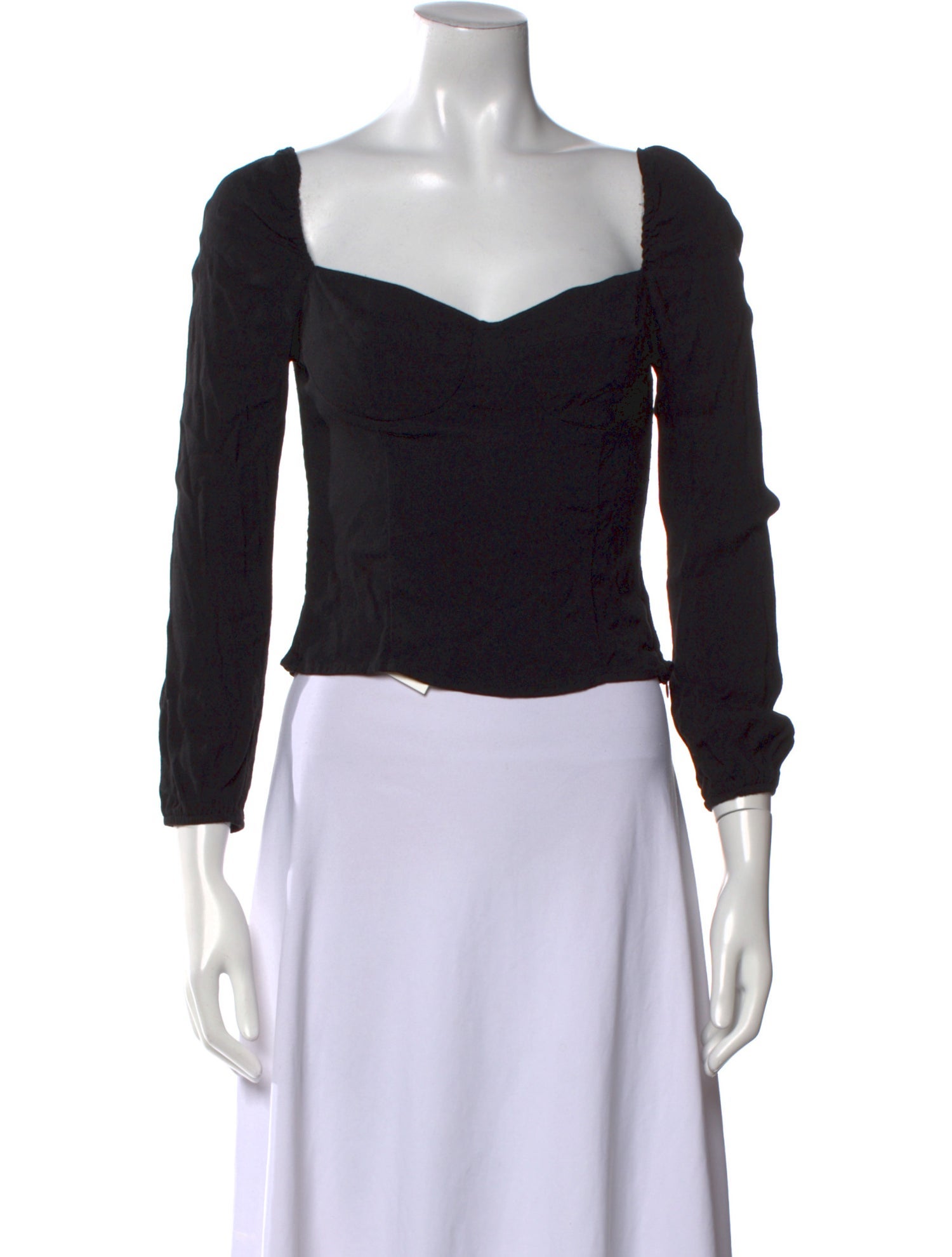 Reformation Square Neckline Three-Quarter Sleeve Crop Top