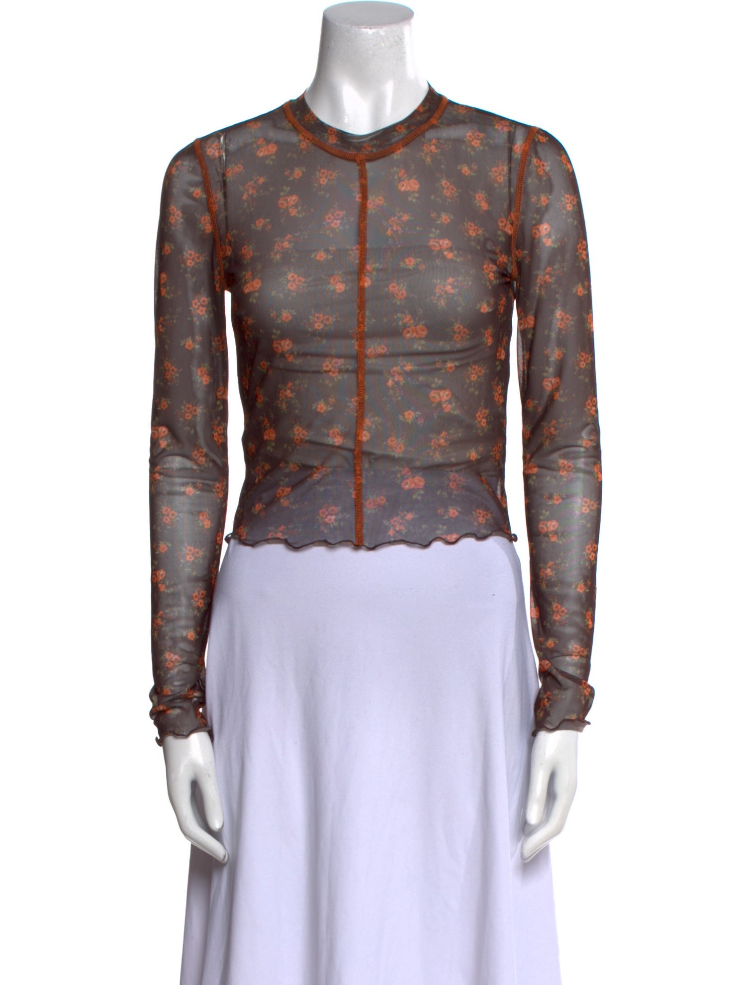 Reformation Floral Print Crew Neck Crop Top