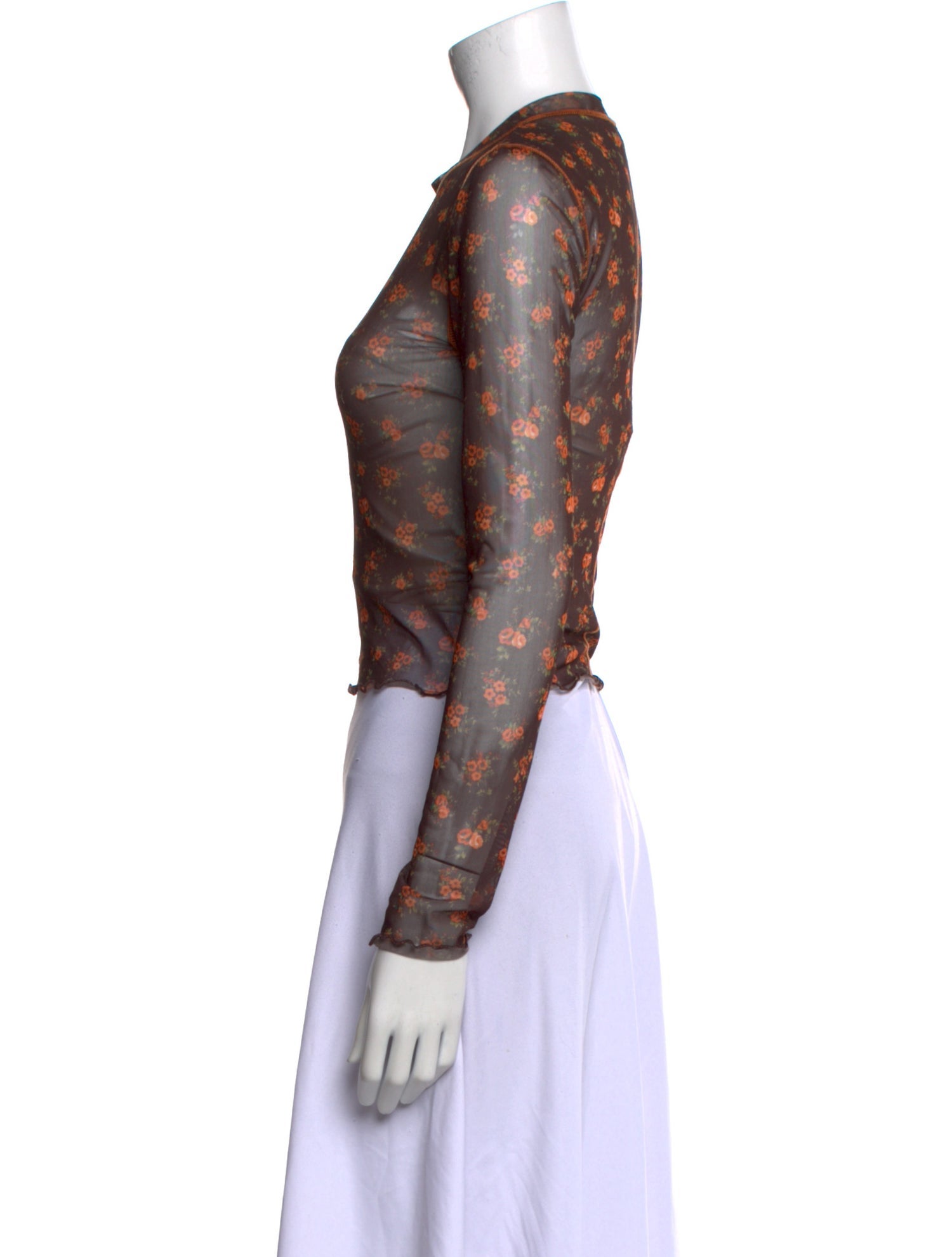 Reformation Floral Print Crew Neck Crop Top