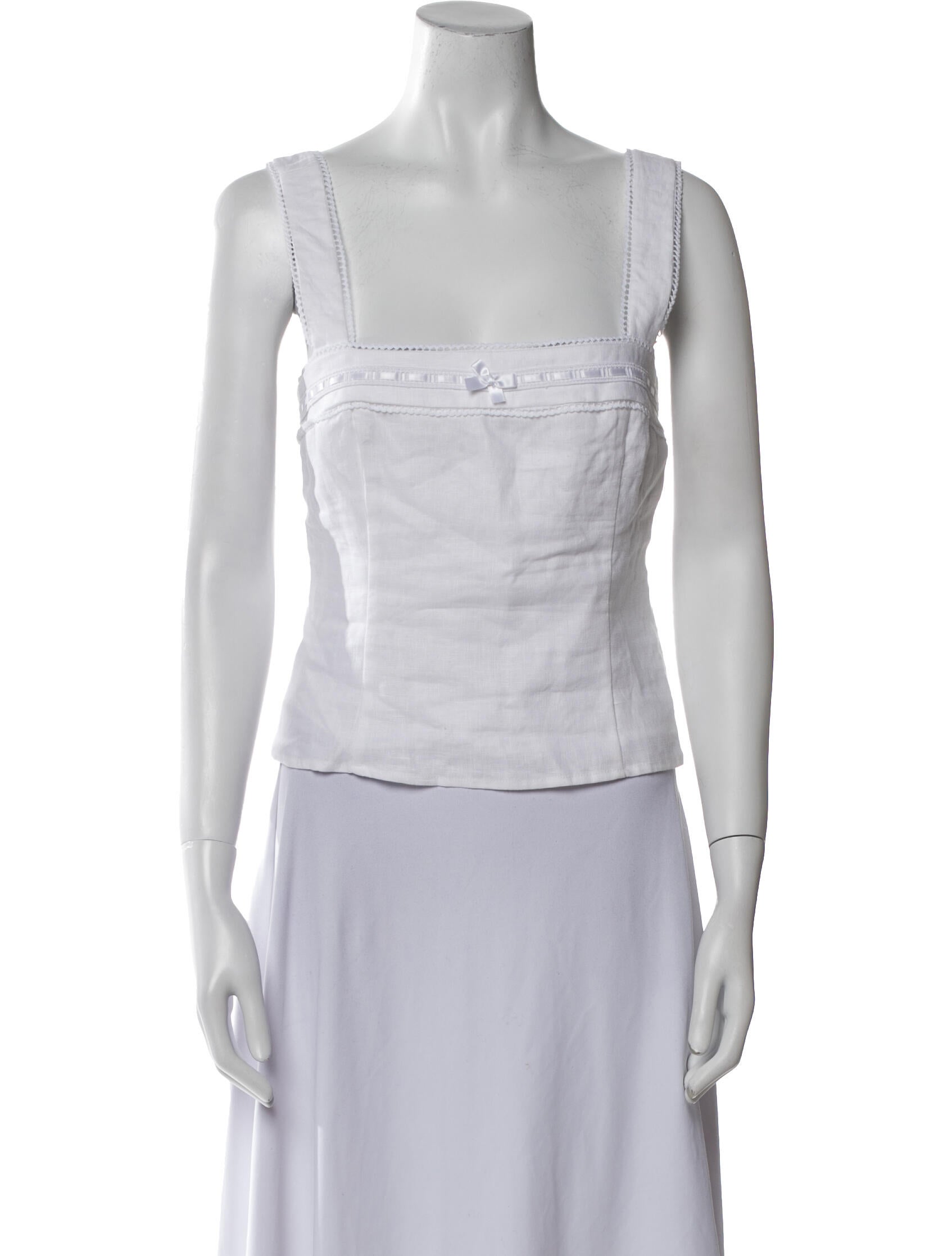 Reformation Linen Square Neckline Crop Top