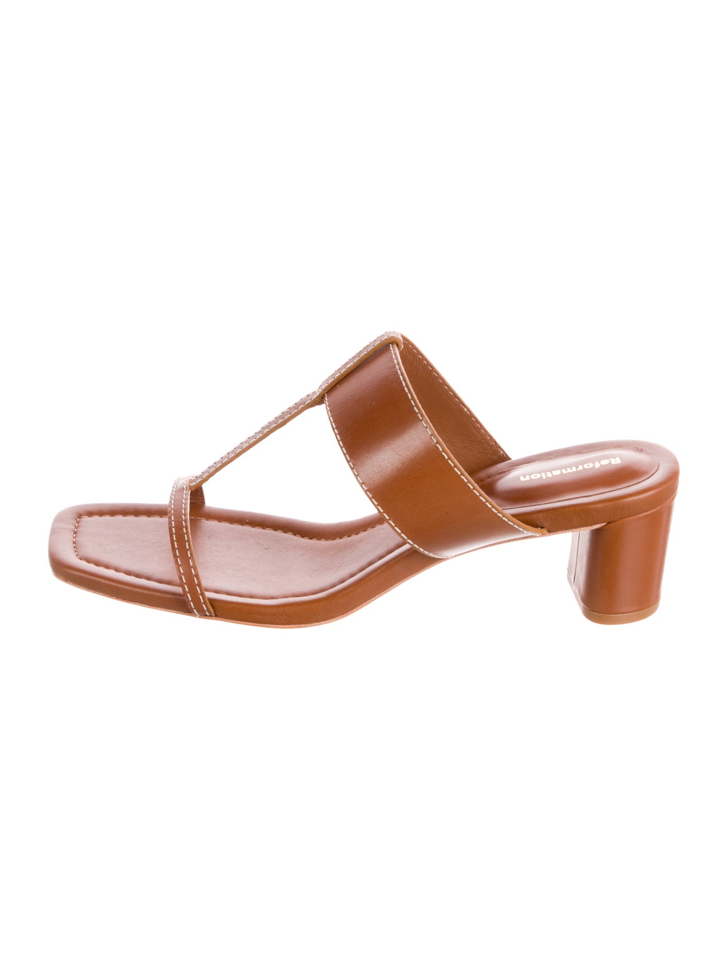Reformation Leather T-Strap Sandals