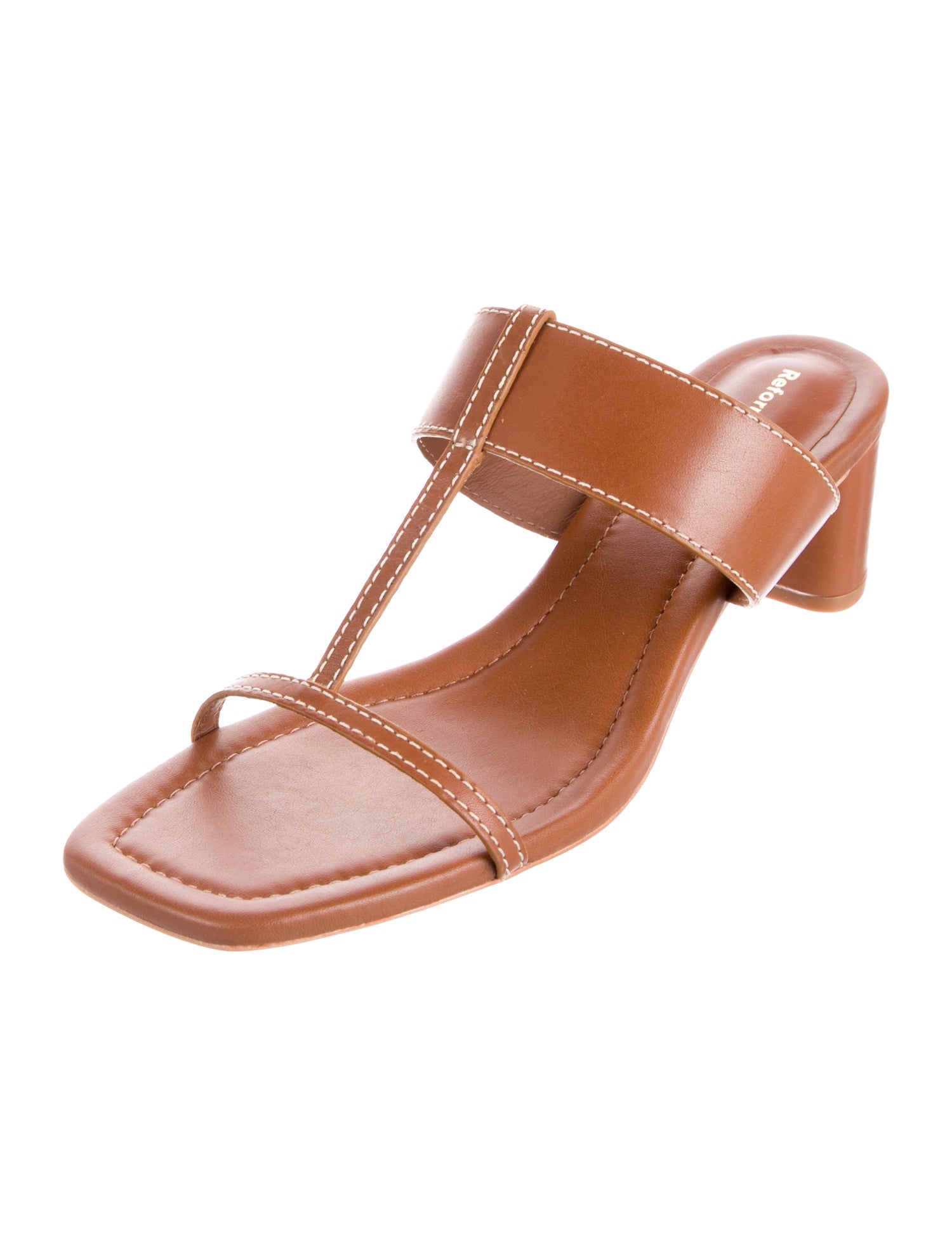 Reformation Leather T-Strap Sandals