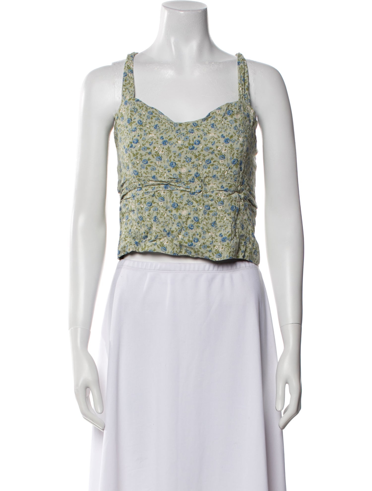 Reformation Floral Print Square Neckline Crop Top