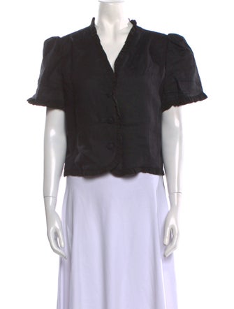 Reformation Linen V-Neck Crop Top