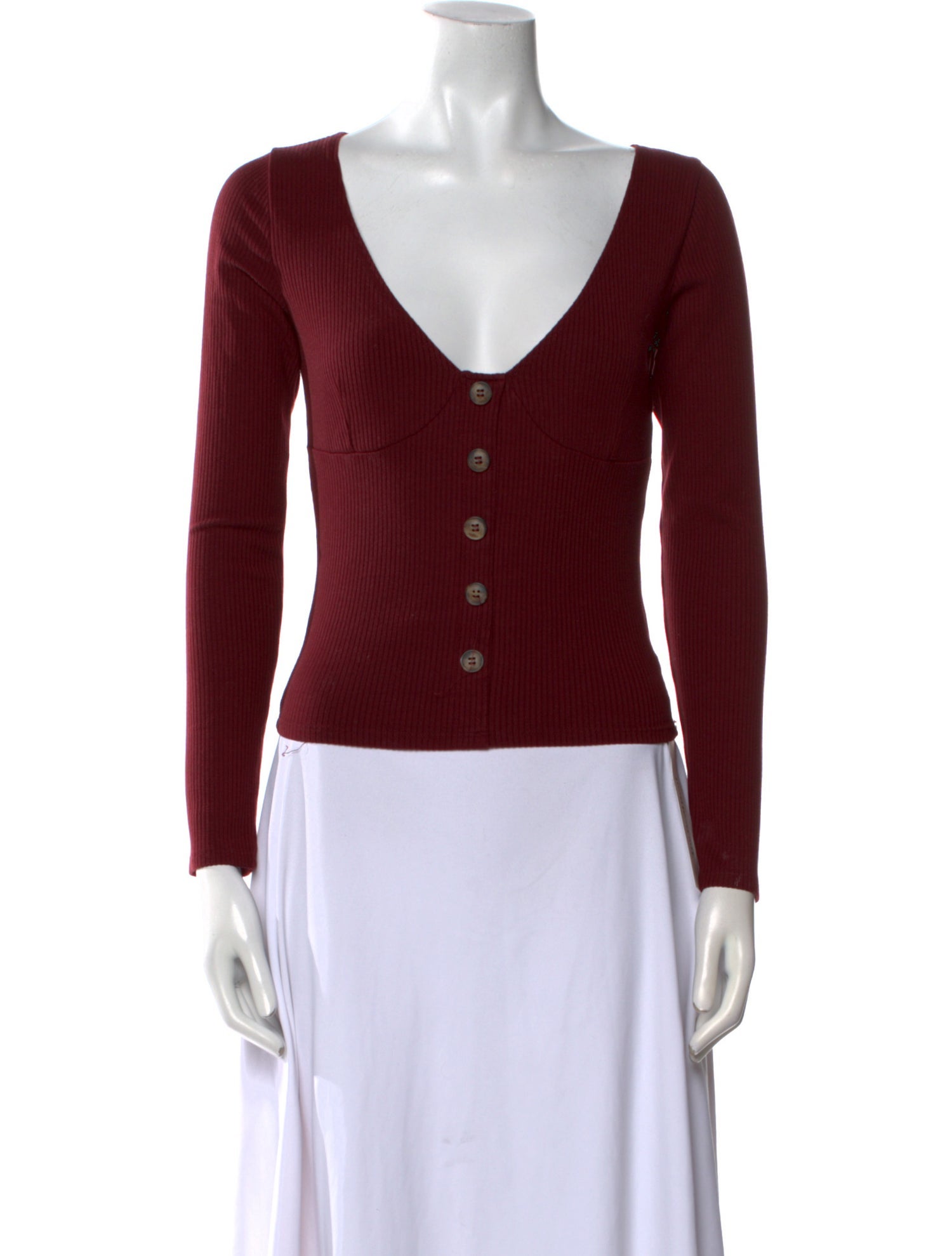 Reformation V-Neck Long Sleeve Top