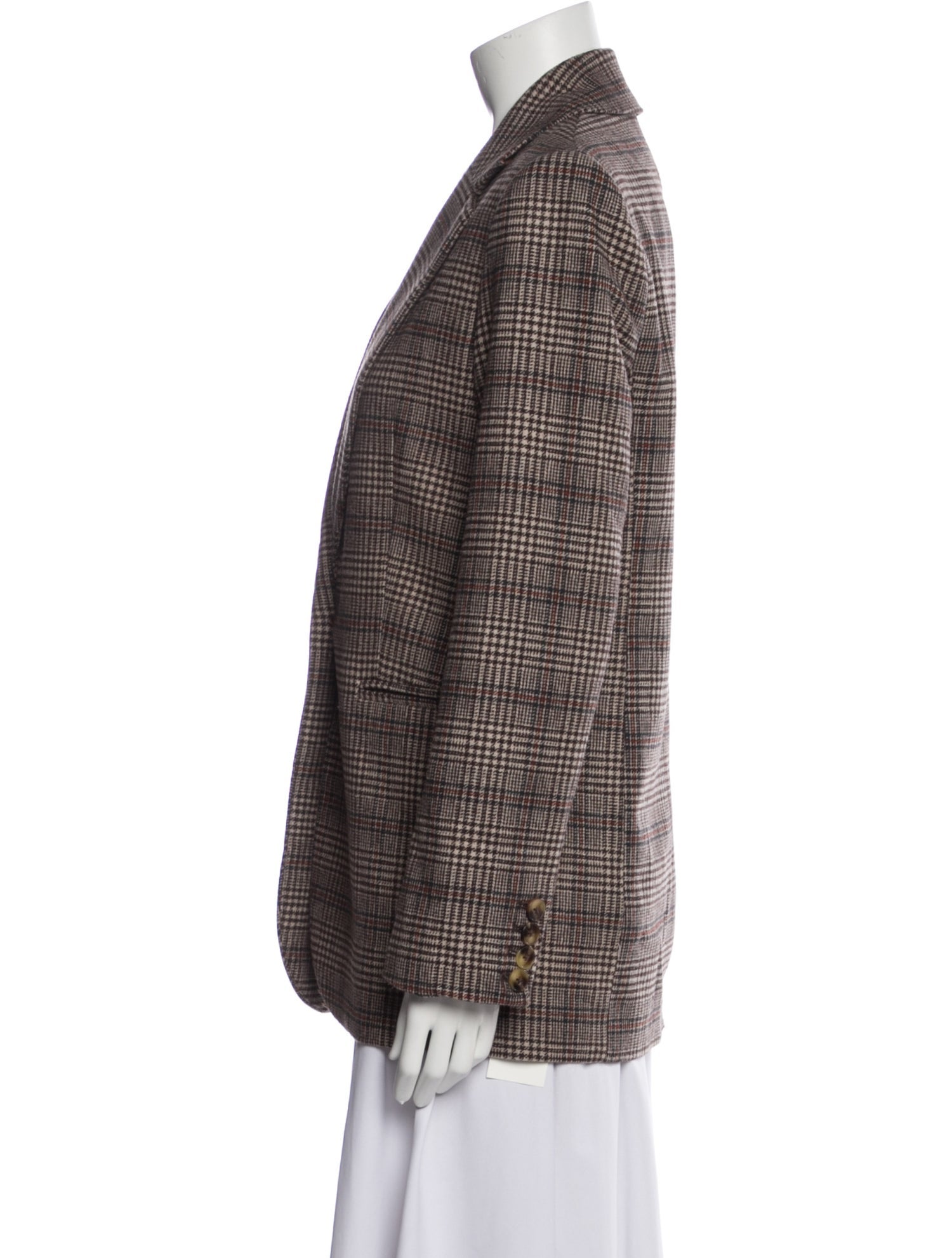 Reformation Wool Plaid Print Blazer