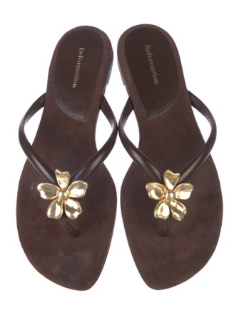 Reformation Suede Flip Flops