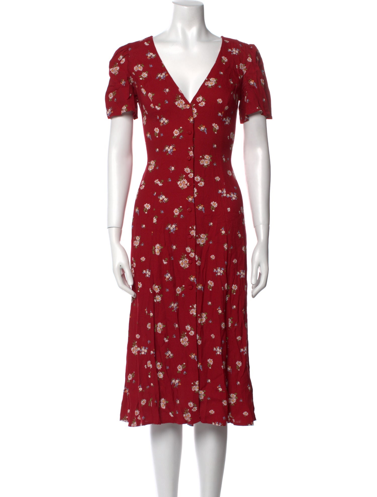 Reformation Floral Print Midi Length Dress