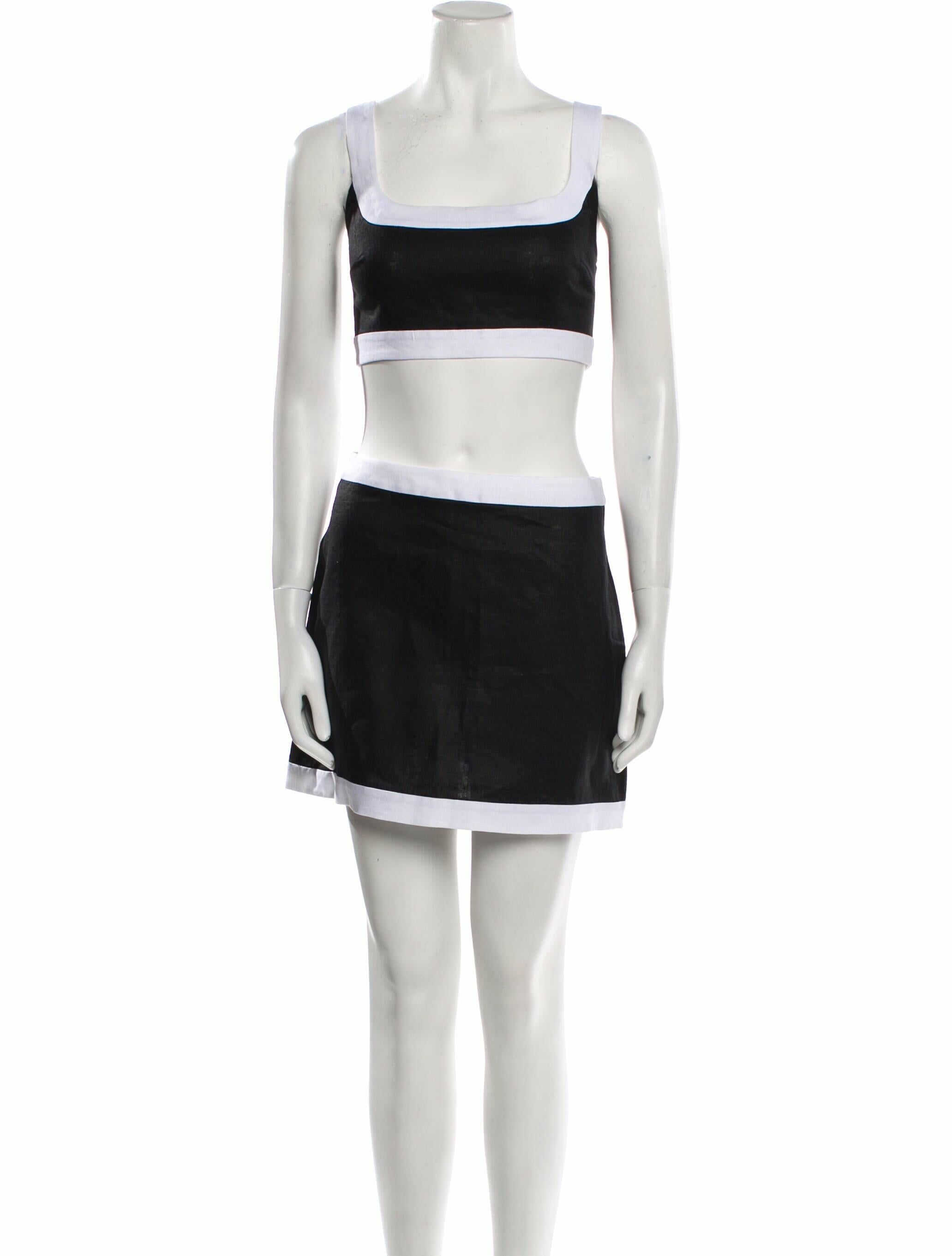 Reformation Linen Colorblock Pattern Skirt Set