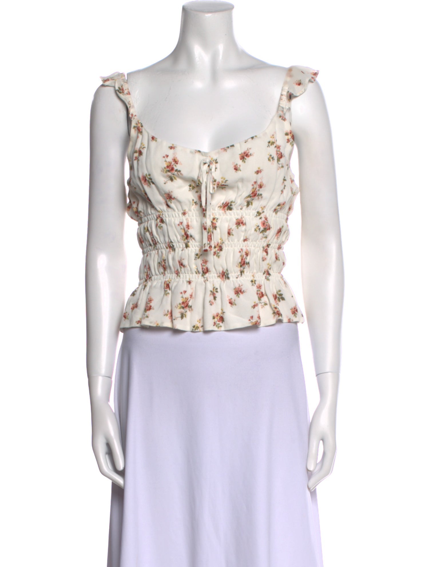 Reformation Floral Print Square Neckline Crop Top