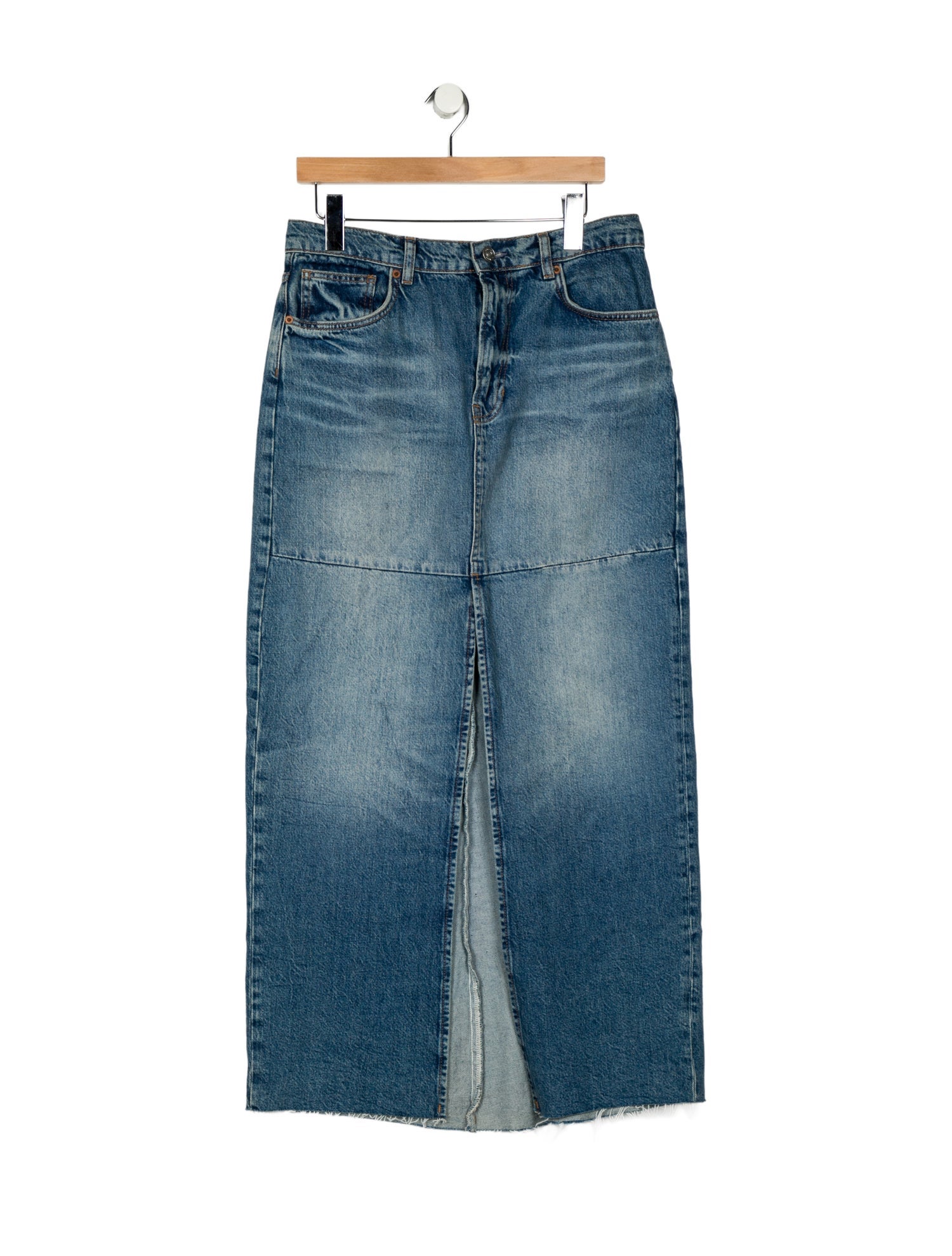 Reformation Raw-Edge Trim Long Skirt