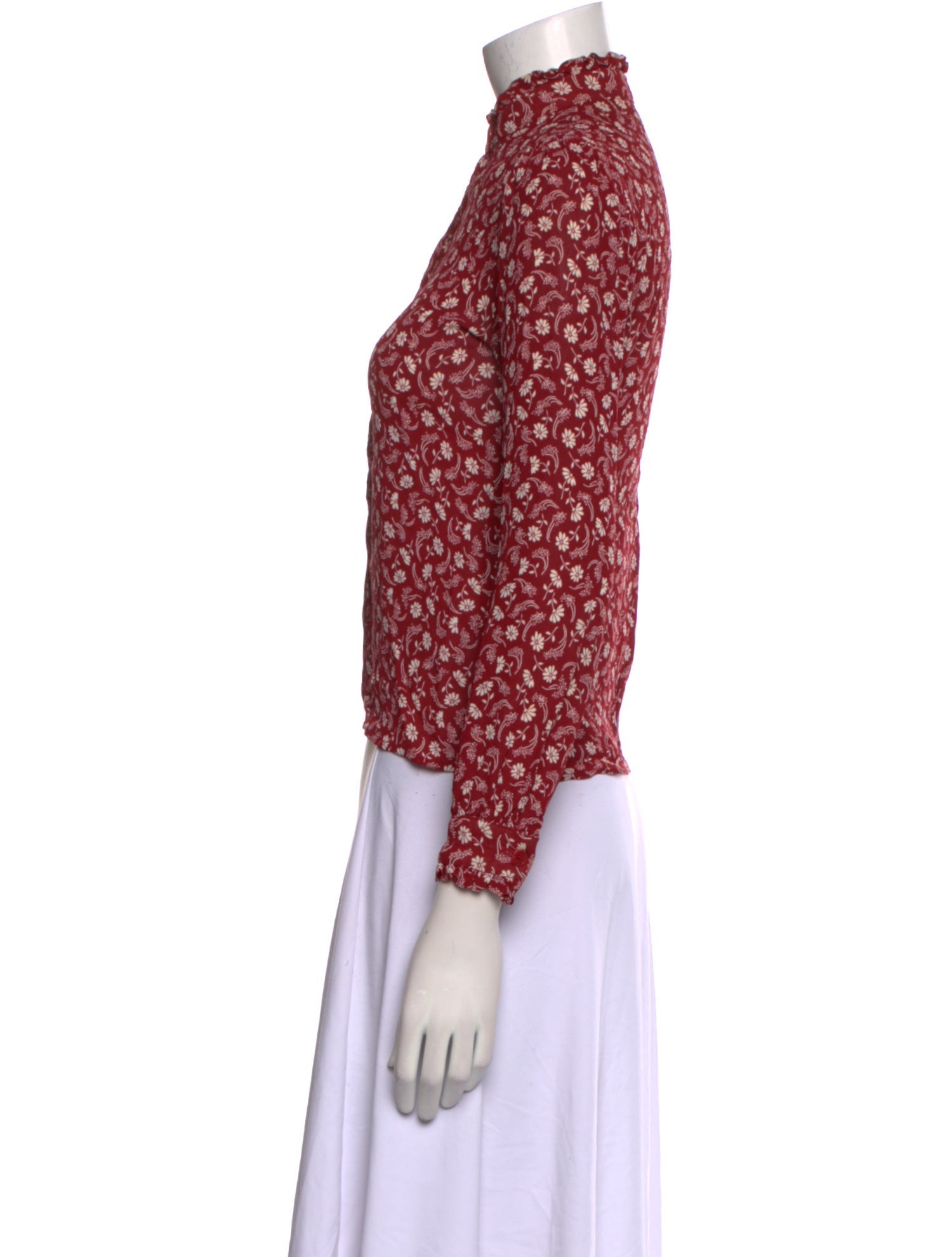 Reformation Printed Mock Neck Crop Top