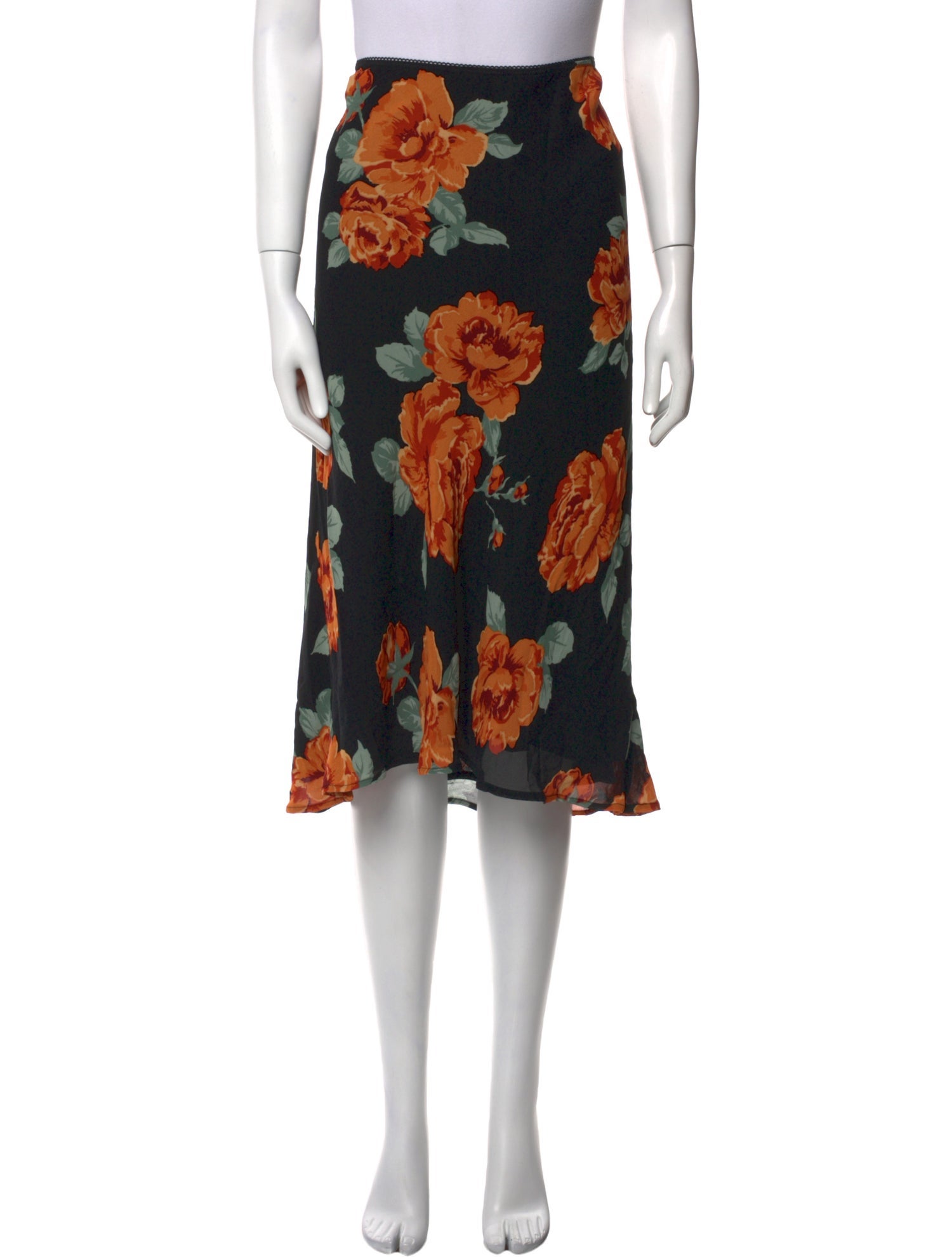 Reformation Floral Print Midi Length Skirt