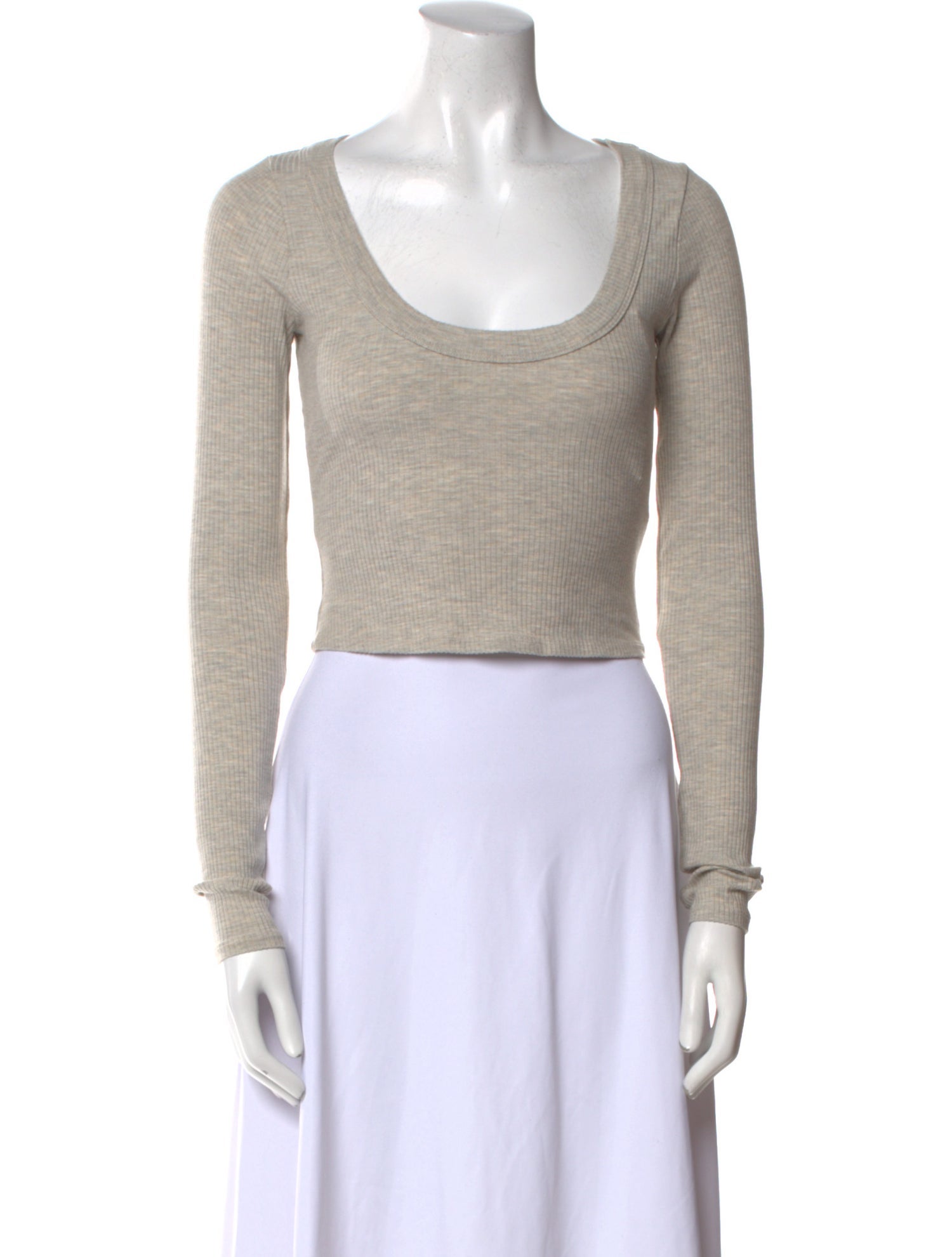 Reformation Scoop Neck Long Sleeve Crop Top