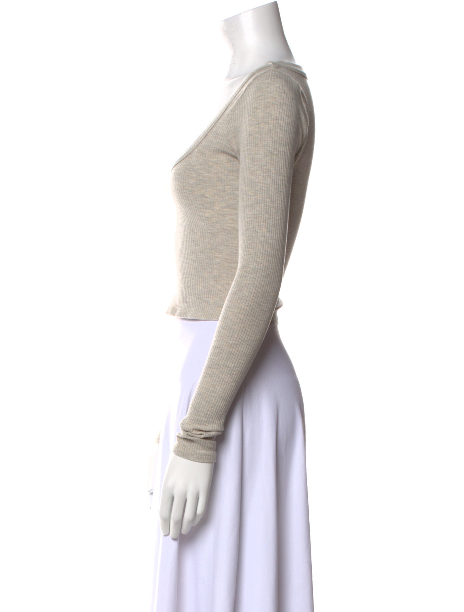 Reformation Scoop Neck Long Sleeve Crop Top