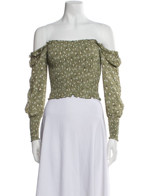 Reformation Printed Off-The-Shoulder Crop Top