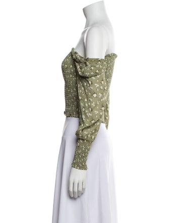 Reformation Printed Off-The-Shoulder Crop Top