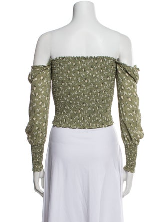 Reformation Printed Off-The-Shoulder Crop Top