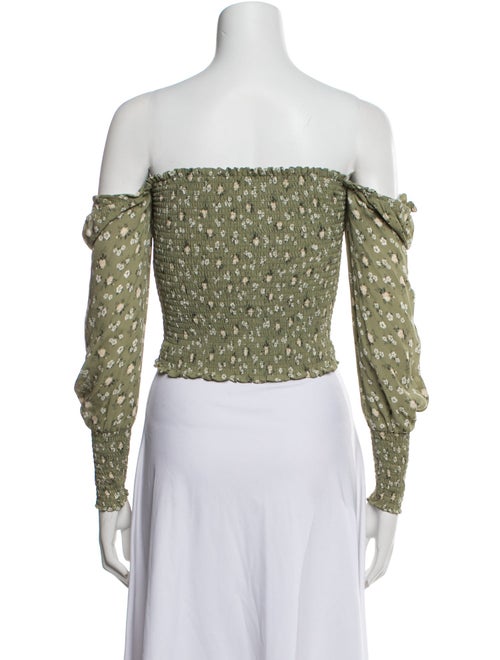 Reformation Printed Off-The-Shoulder Crop Top