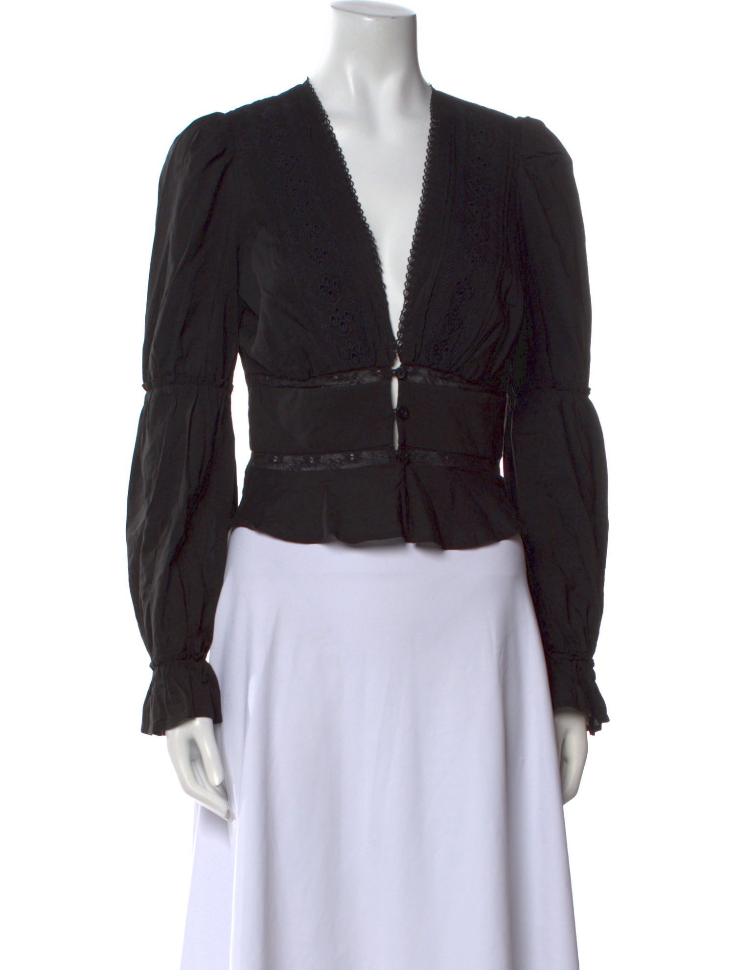 Reformation V-Neck Long Sleeve Crop Top