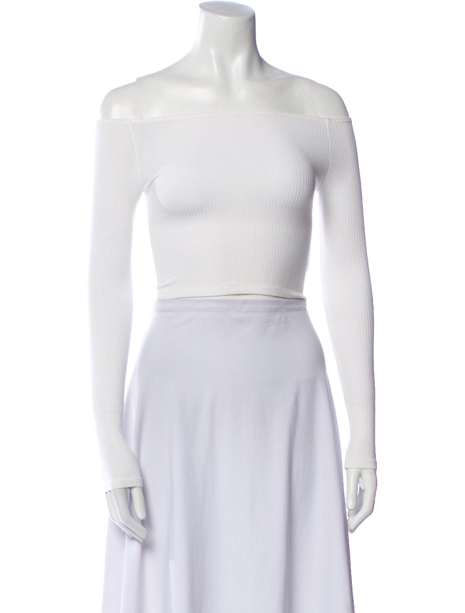 Reformation Off-The-Shoulder Long Sleeve Crop Top