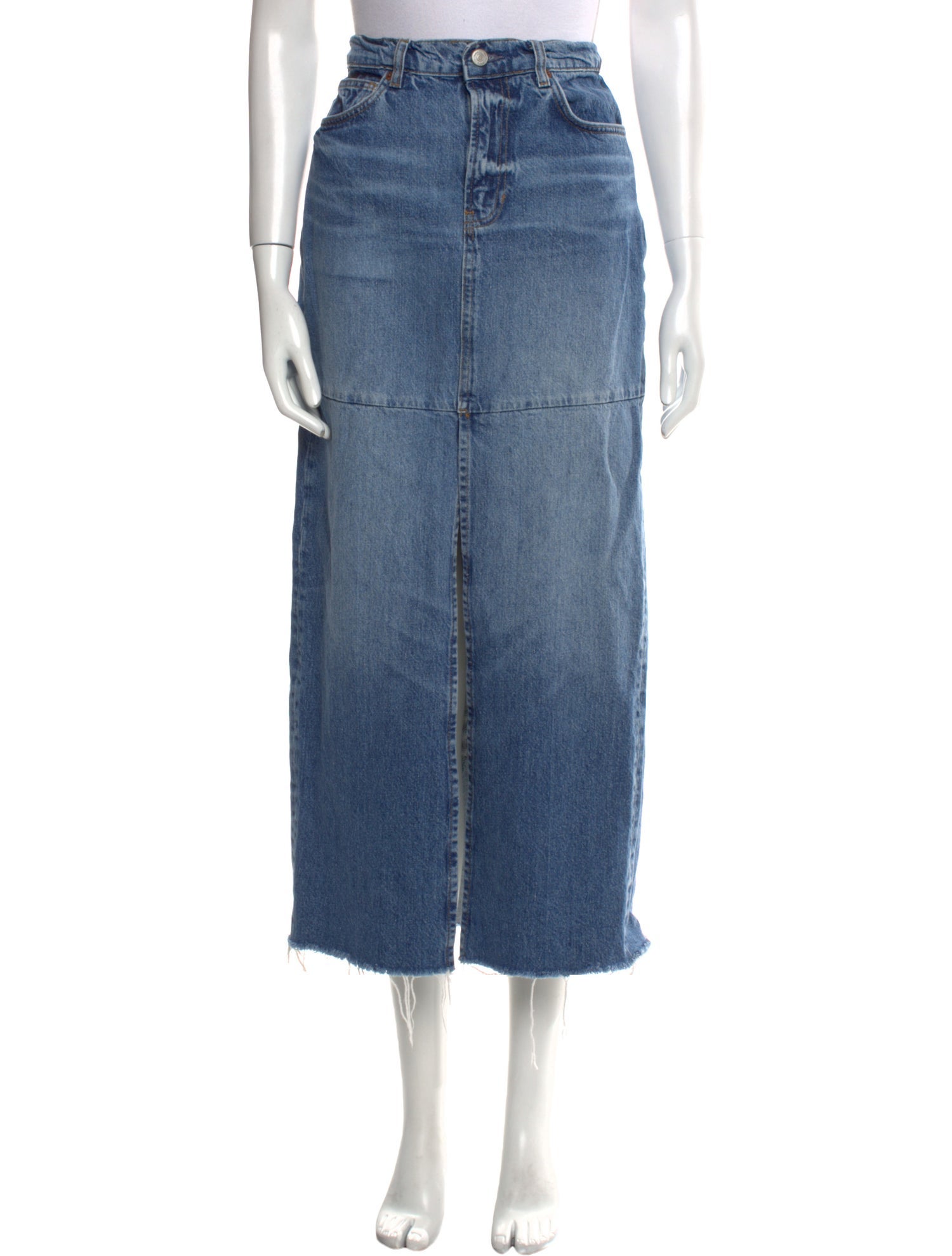 Reformation Distressed Accents Midi Length Skirt