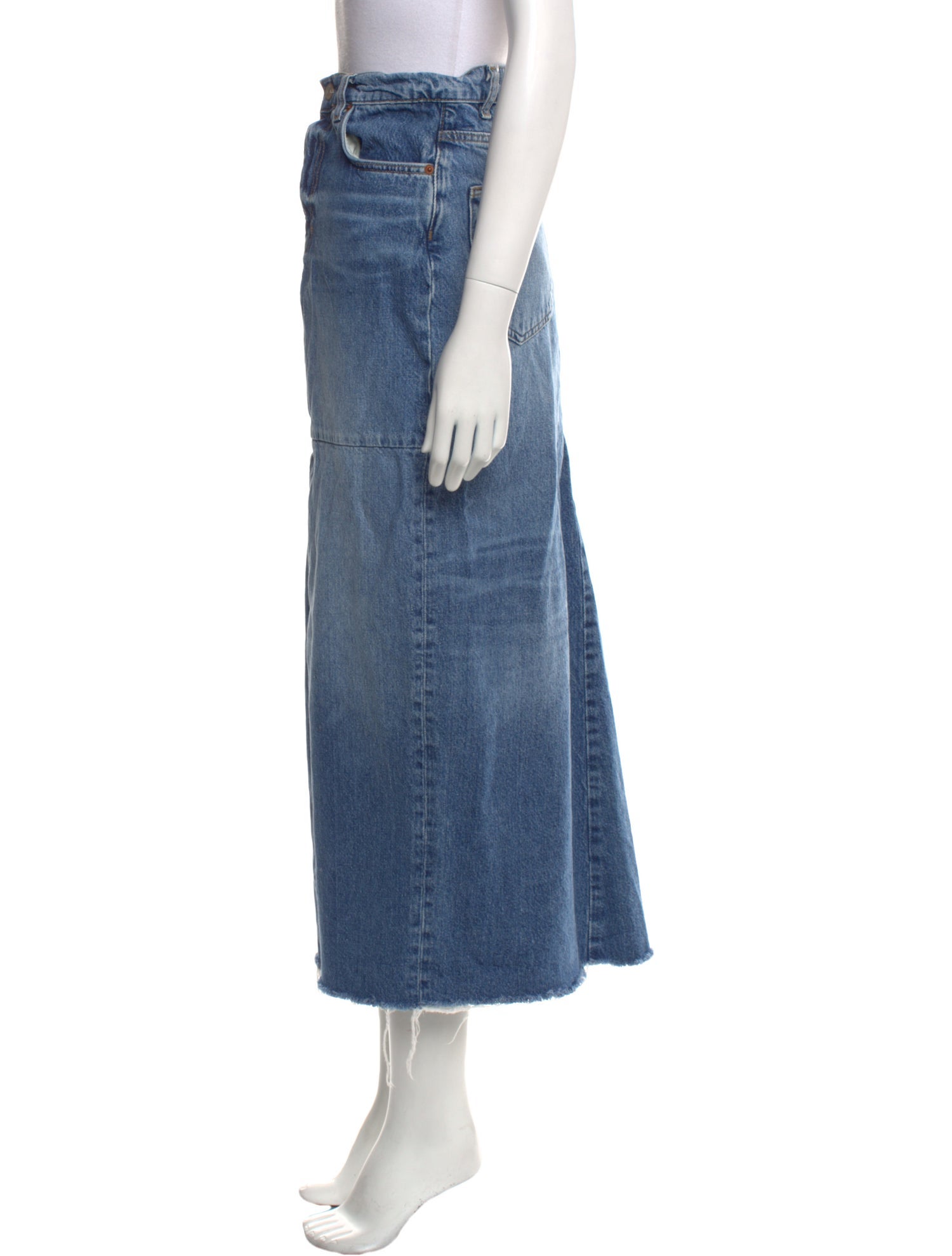 Reformation Distressed Accents Midi Length Skirt