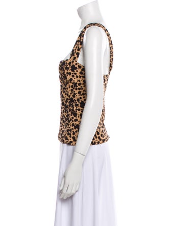 Reformation Animal Print Square Neckline Top