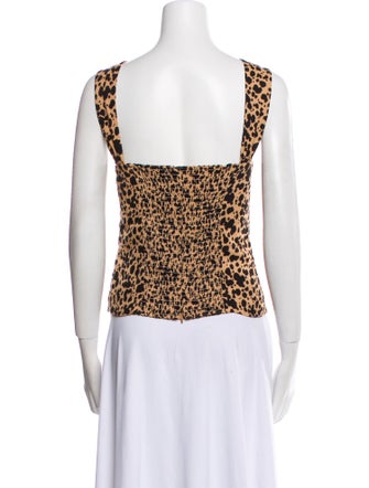 Reformation Animal Print Square Neckline Top