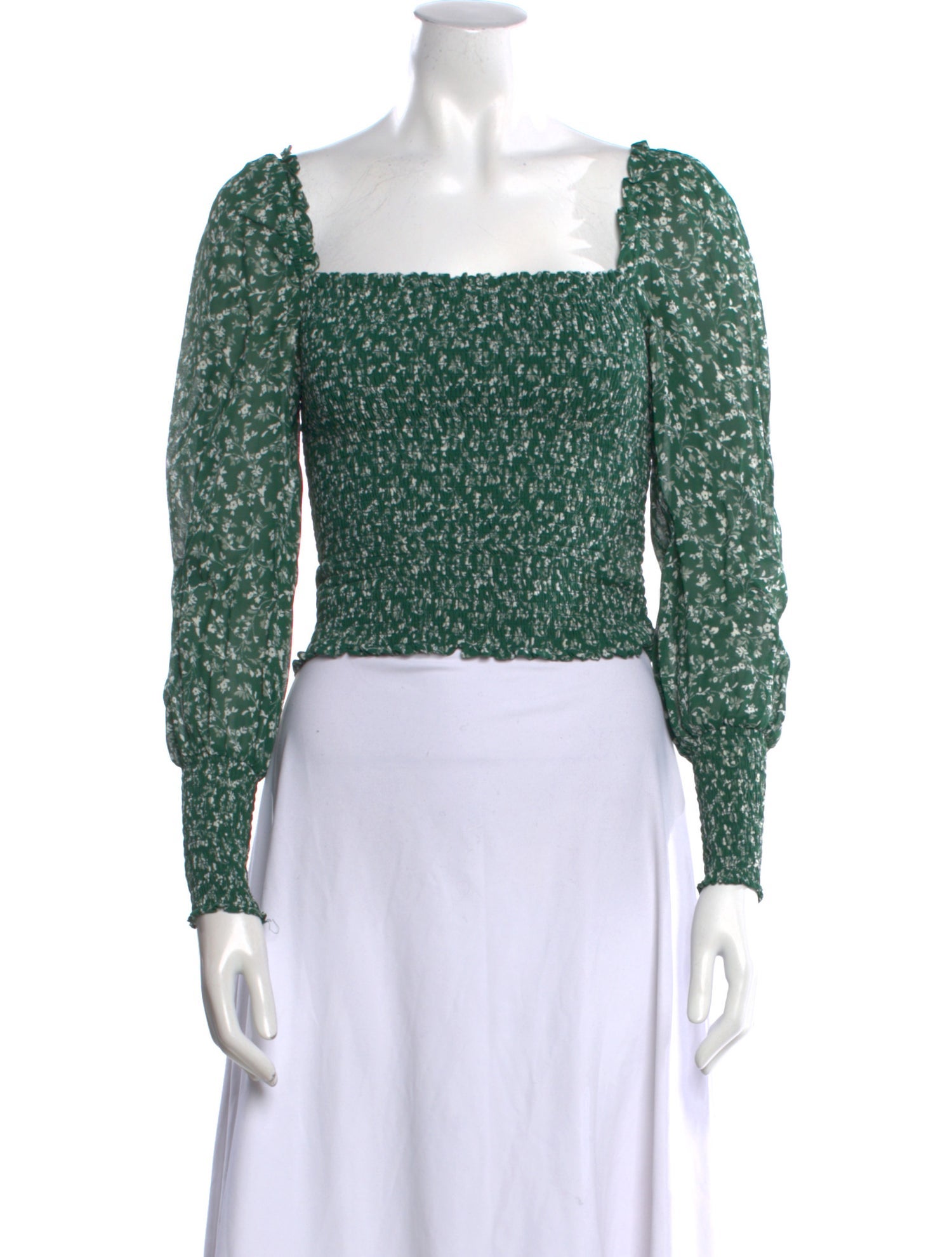 Reformation Floral Print Square Neckline Crop Top