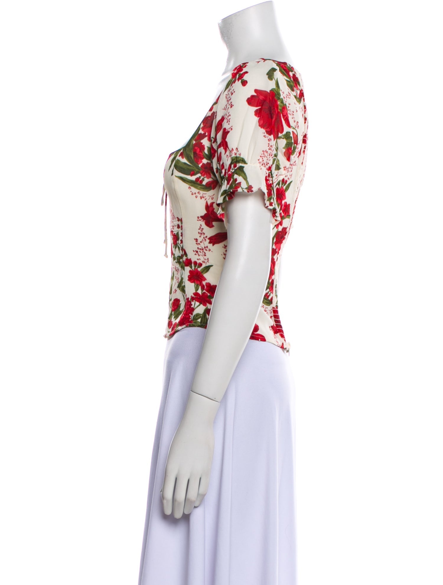 Reformation Floral Print Square Neckline Crop Top