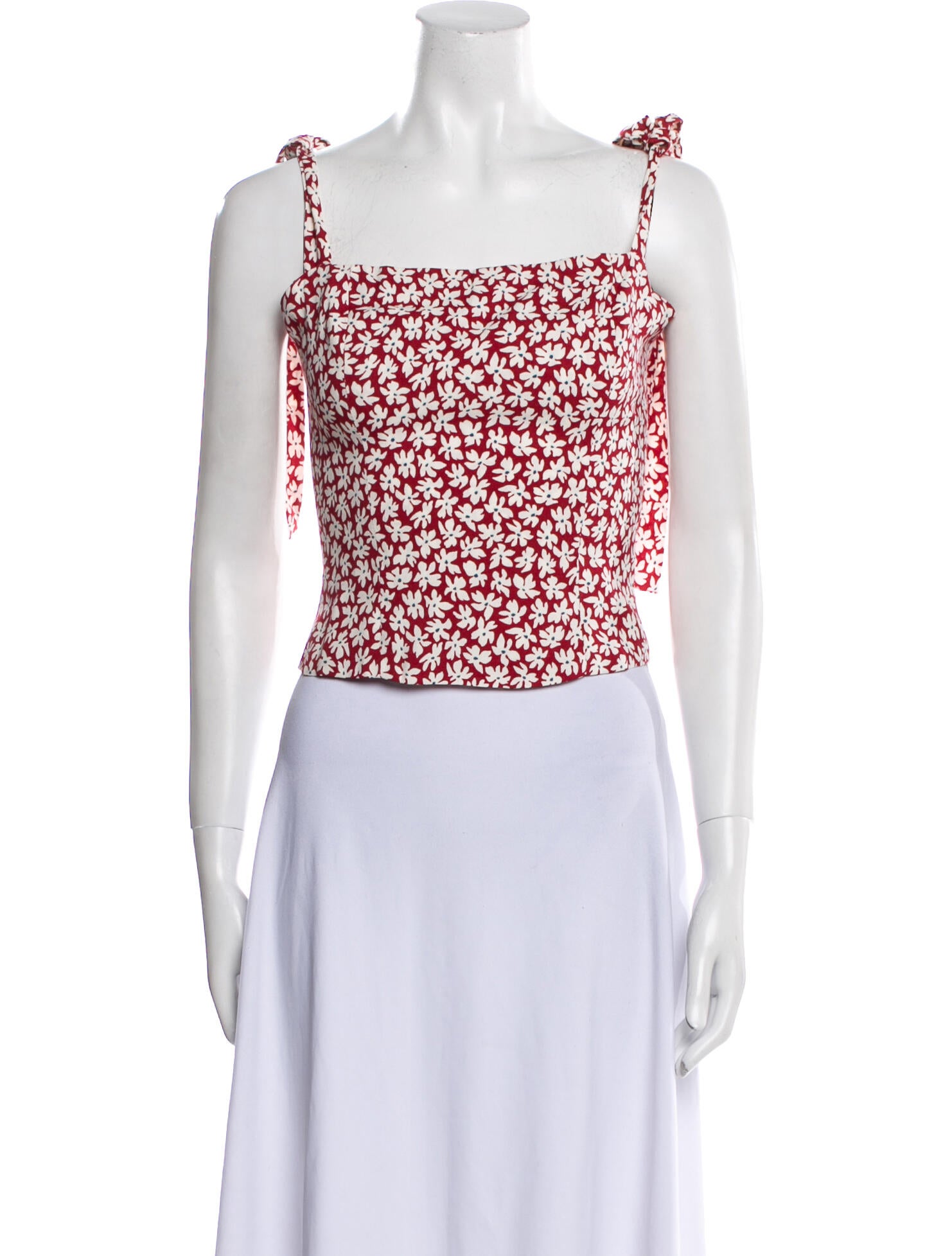 Reformation Floral Print Square Neckline Crop Top