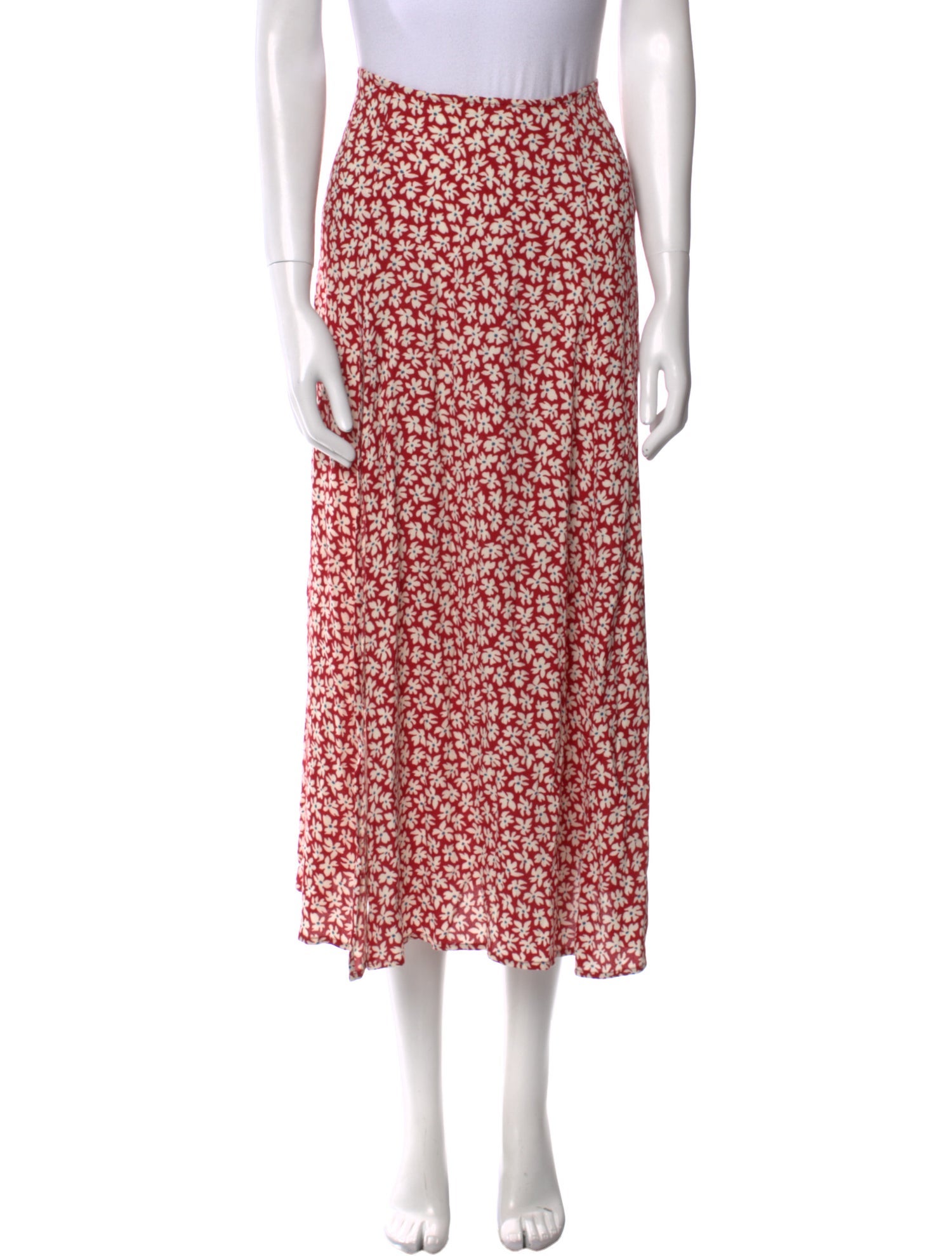 Reformation Floral Print Midi Length Skirt