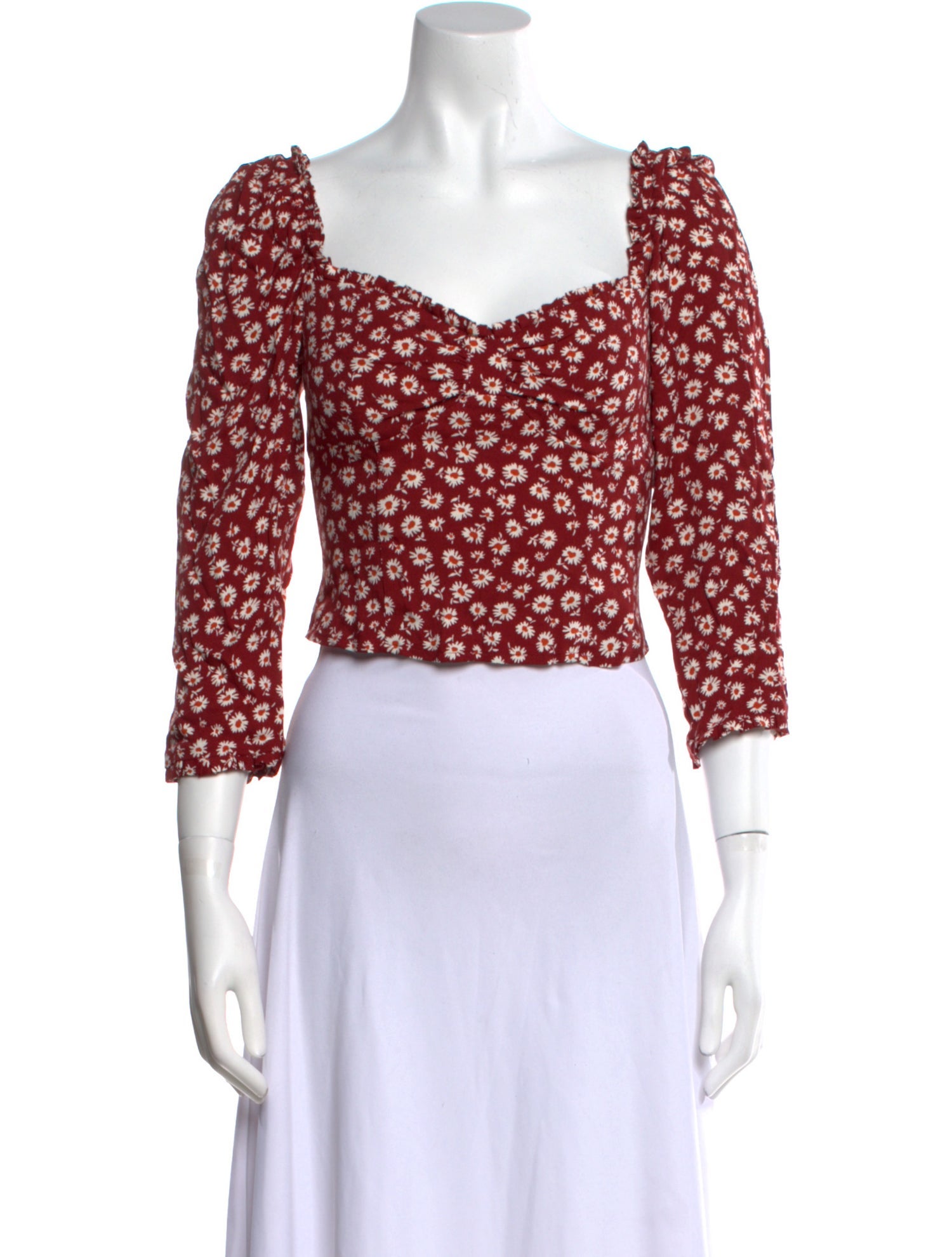 Reformation Floral Print Square Neckline Crop Top