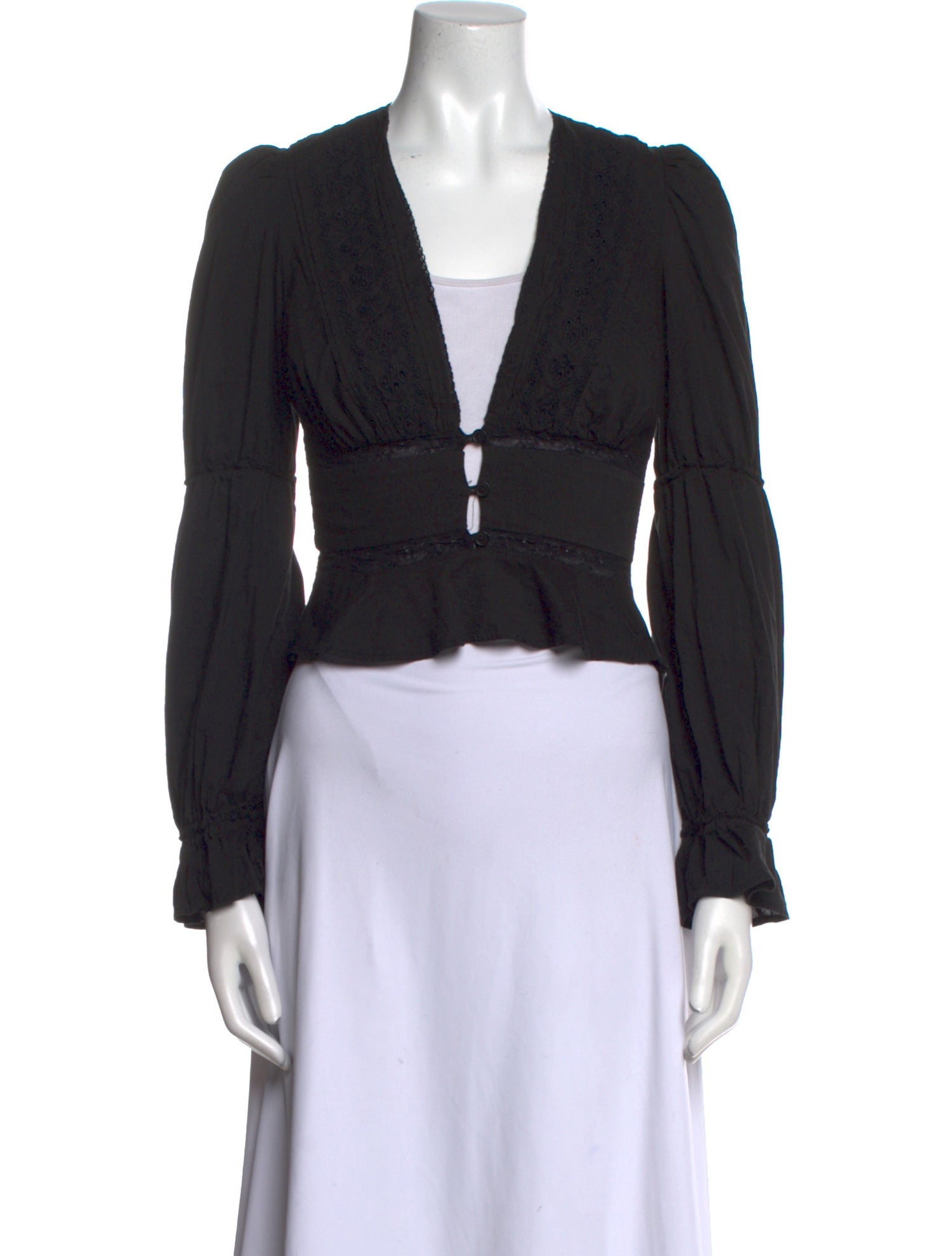 Reformation V-Neck Long Sleeve Crop Top