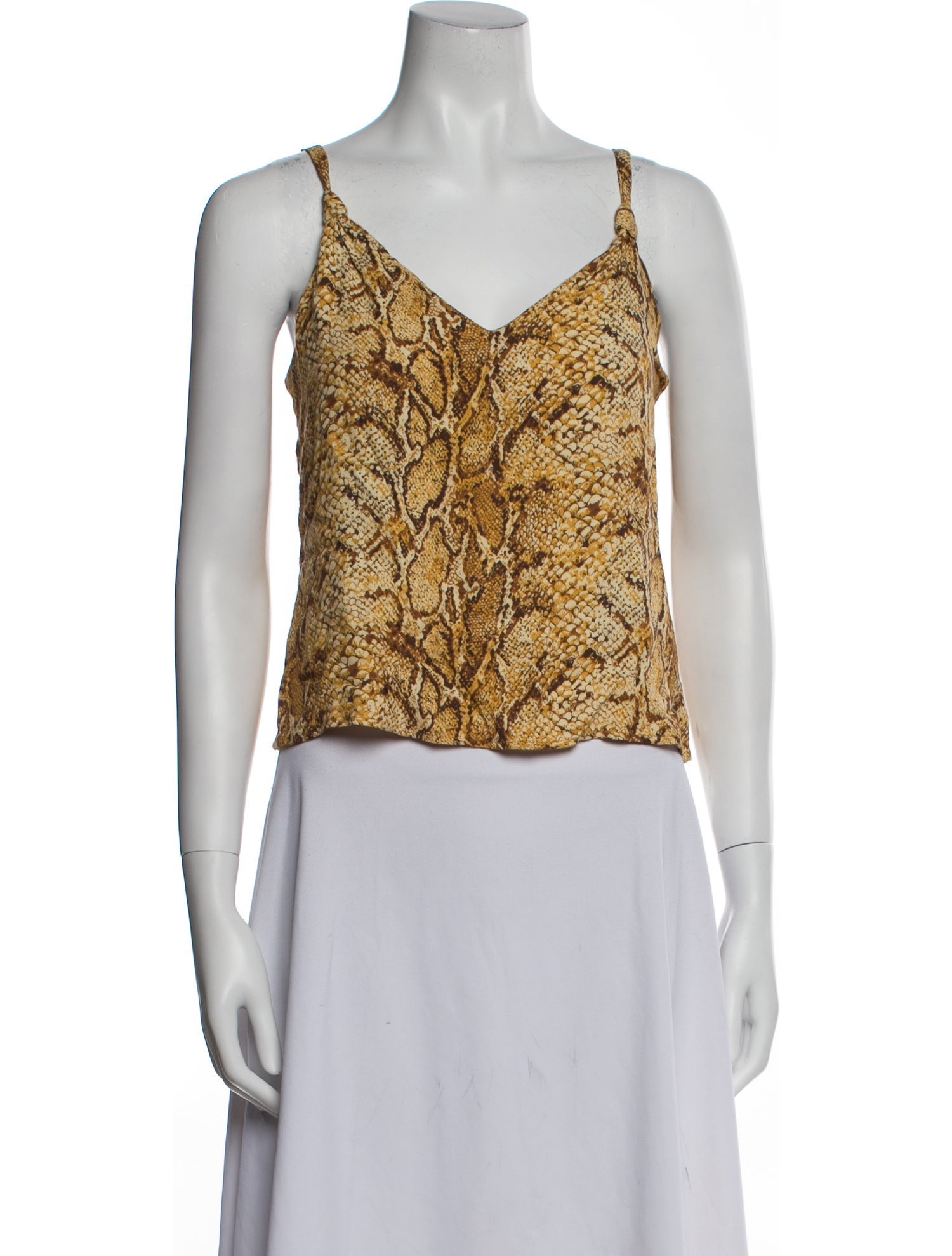 Reformation Animal Print V-Neck Crop Top