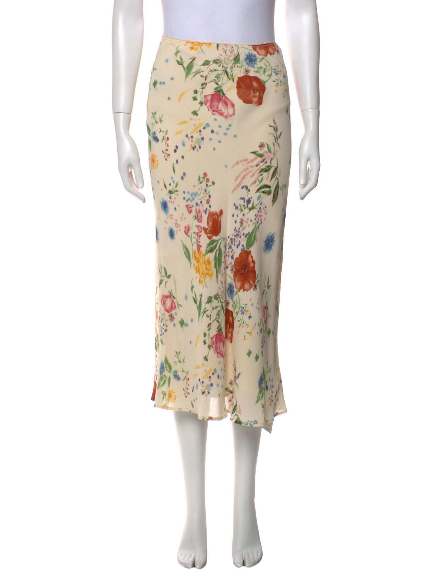 Reformation Floral Print Midi Length Skirt