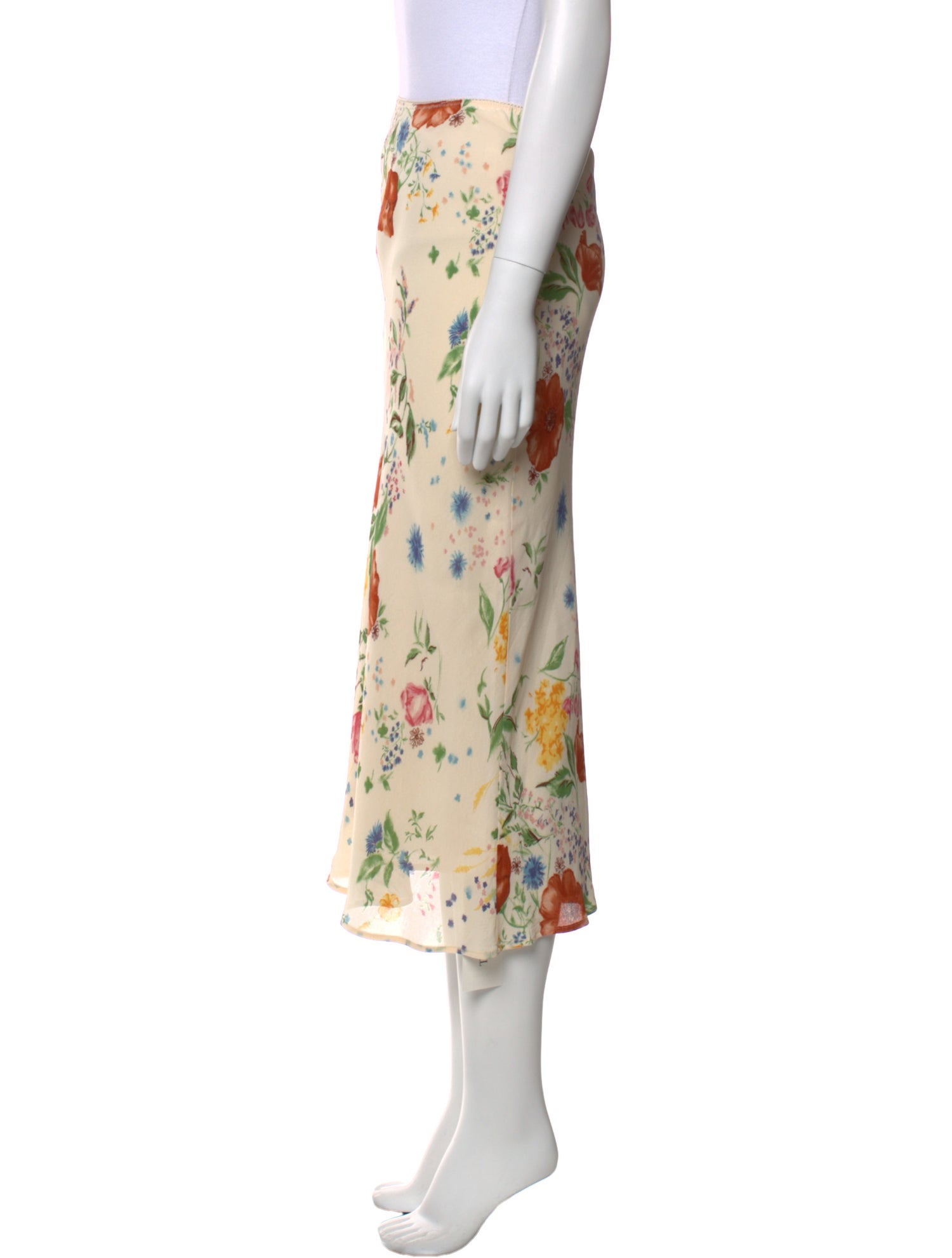 Reformation Floral Print Midi Length Skirt