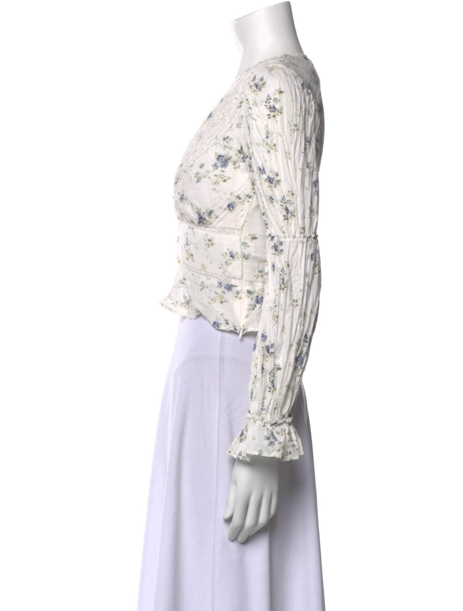 Reformation Floral Print V-Neck Crop Top