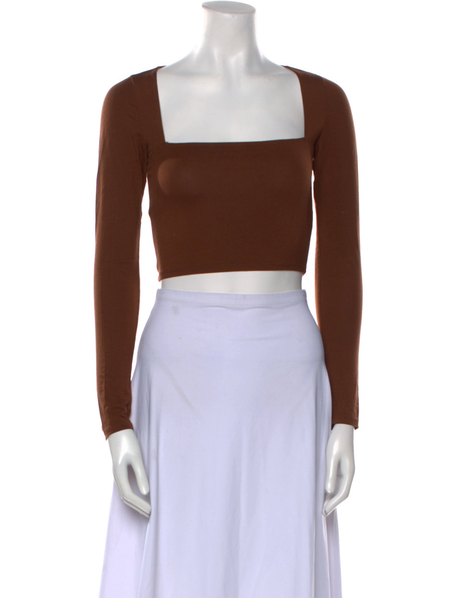 Reformation Square Neckline Long Sleeve Crop Top