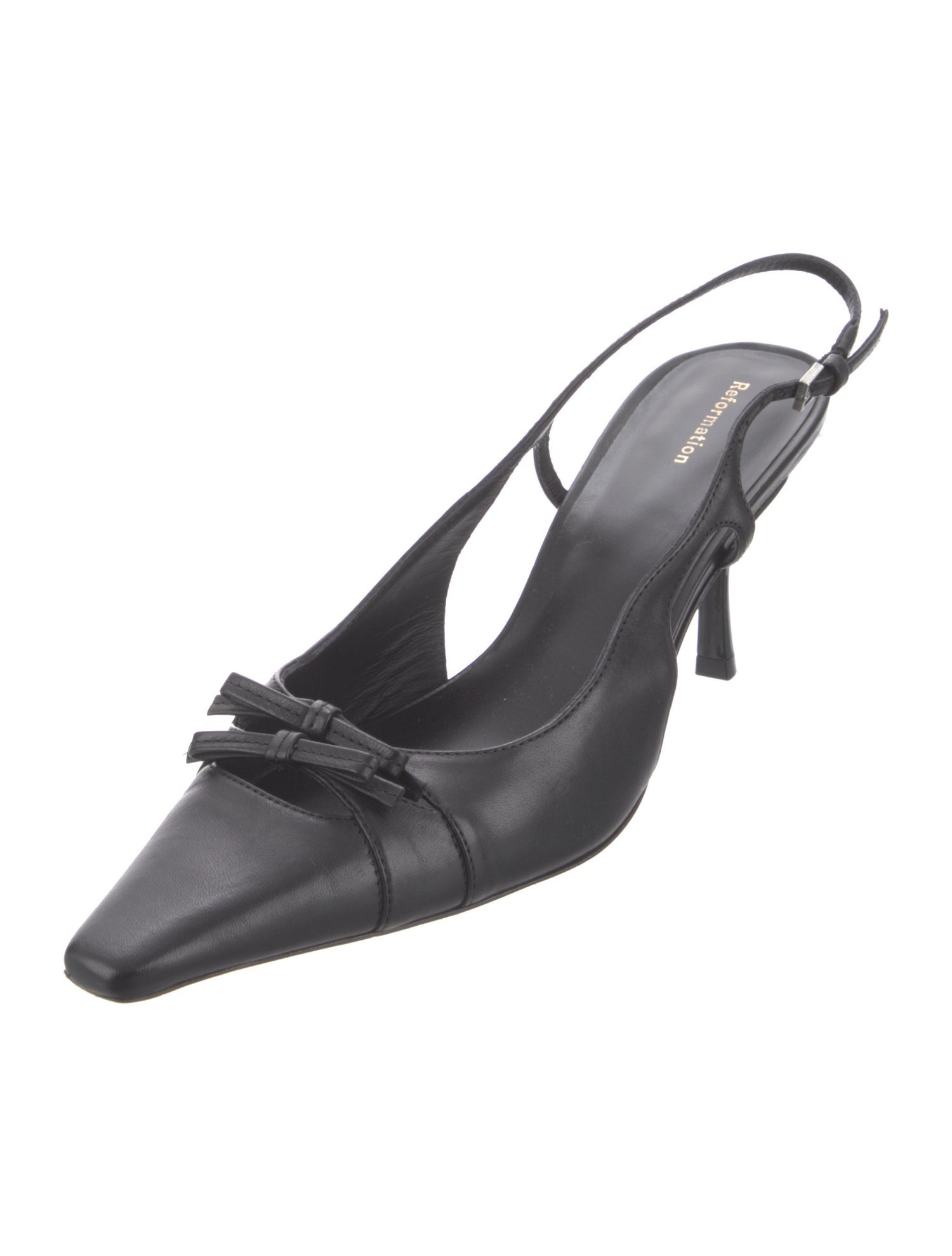 Reformation Leather Bow Accents Slingback Pumps