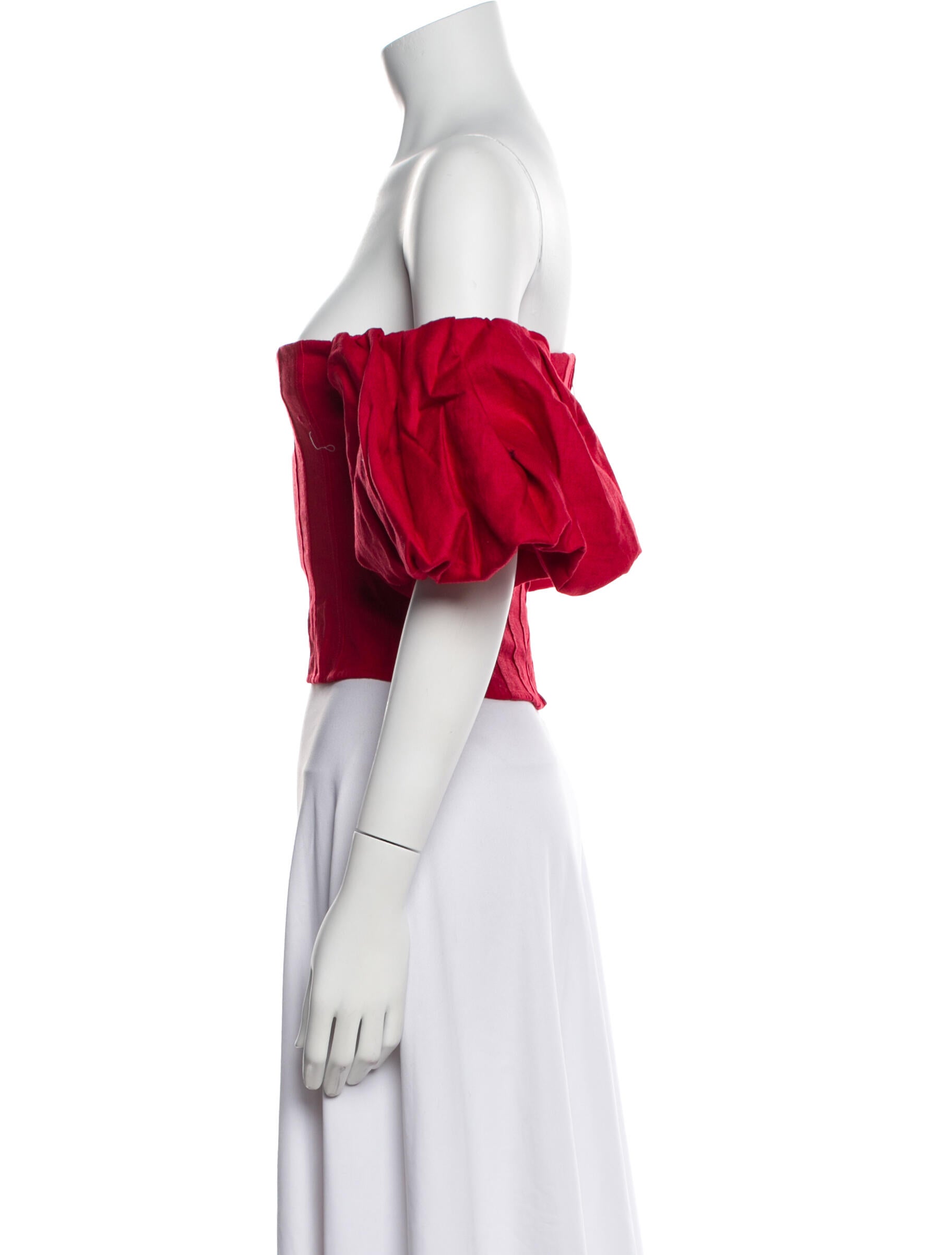 Reformation Linen Off-The-Shoulder Crop Top w/ Tags