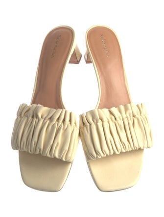 Reformation Leather Ruffle Embellishment Slides