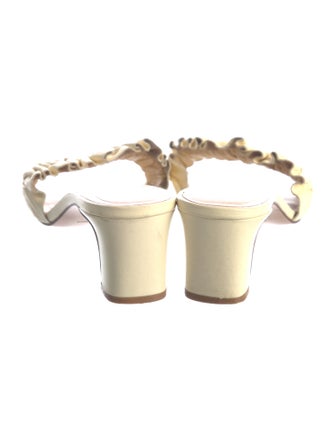 Reformation Leather Ruffle Embellishment Slides