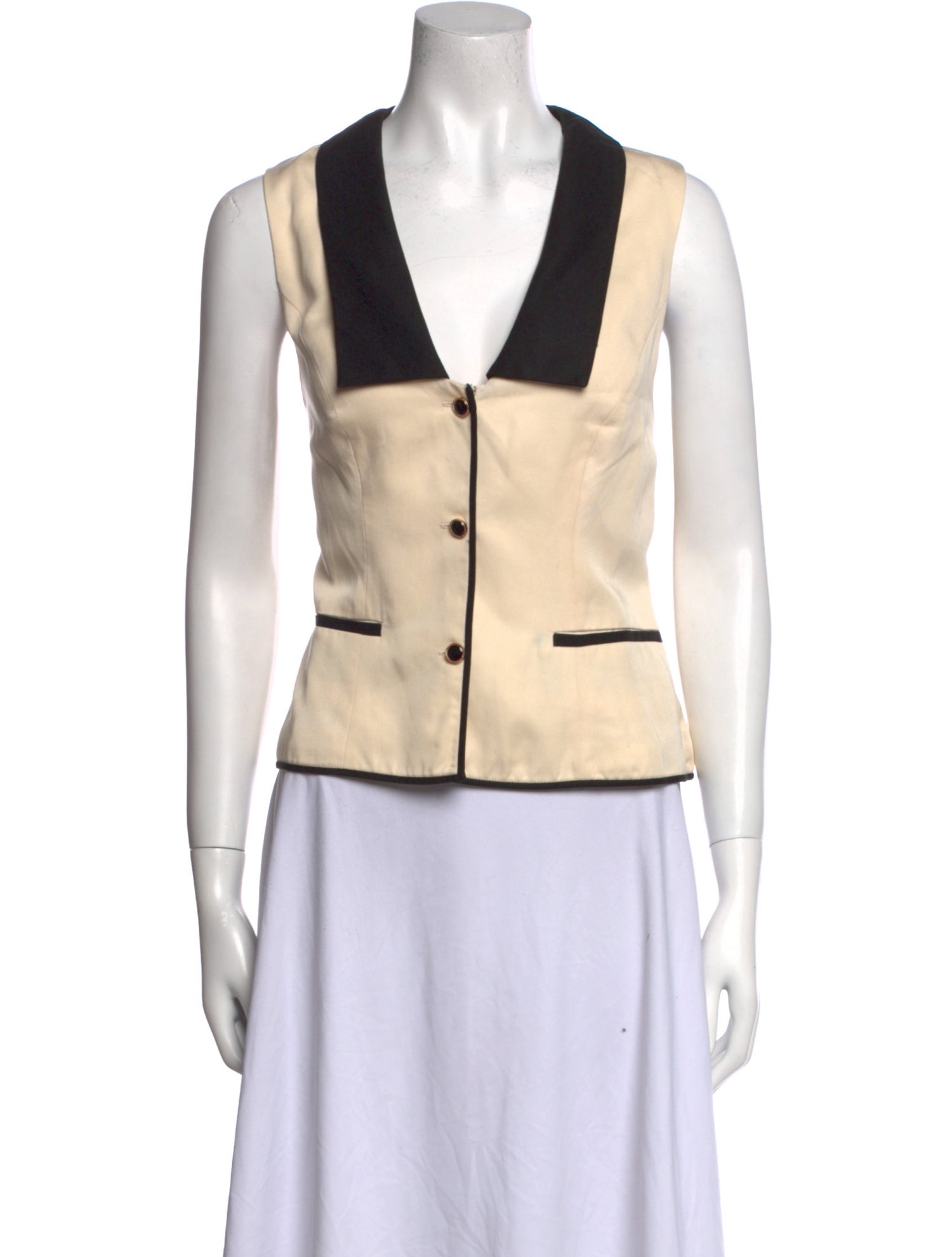 Reformation Colorblock Pattern V-Neck Crop Top