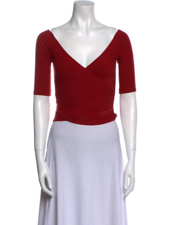 Reformation V-Neck Short Sleeve Crop Top