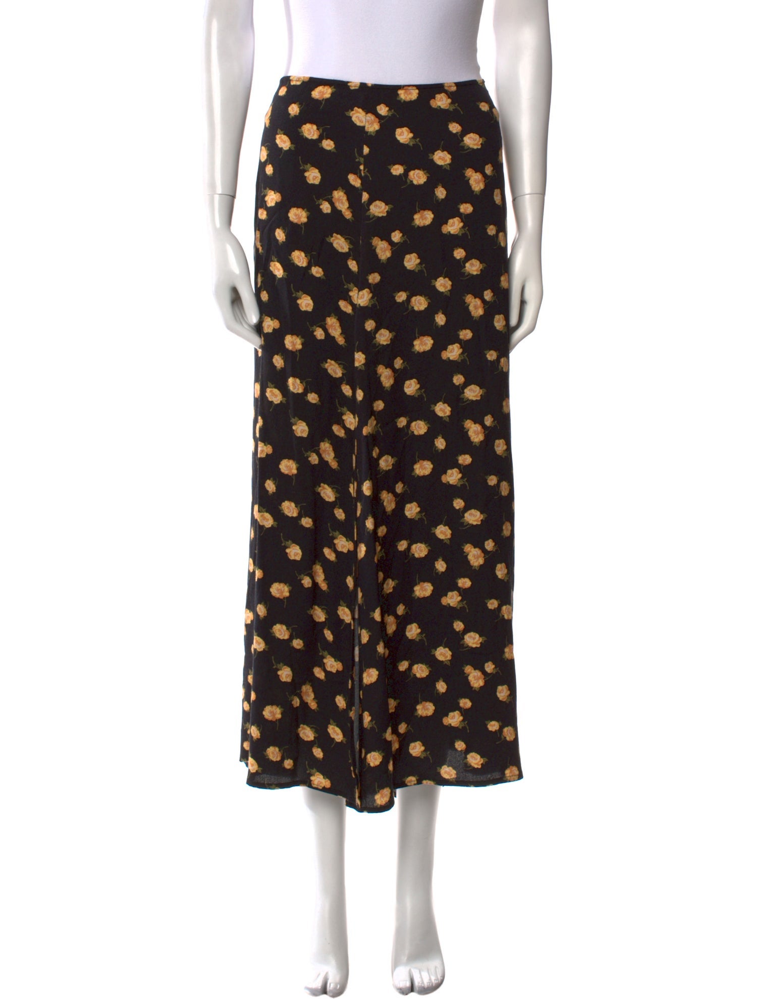 Reformation Floral Print Midi Length Skirt