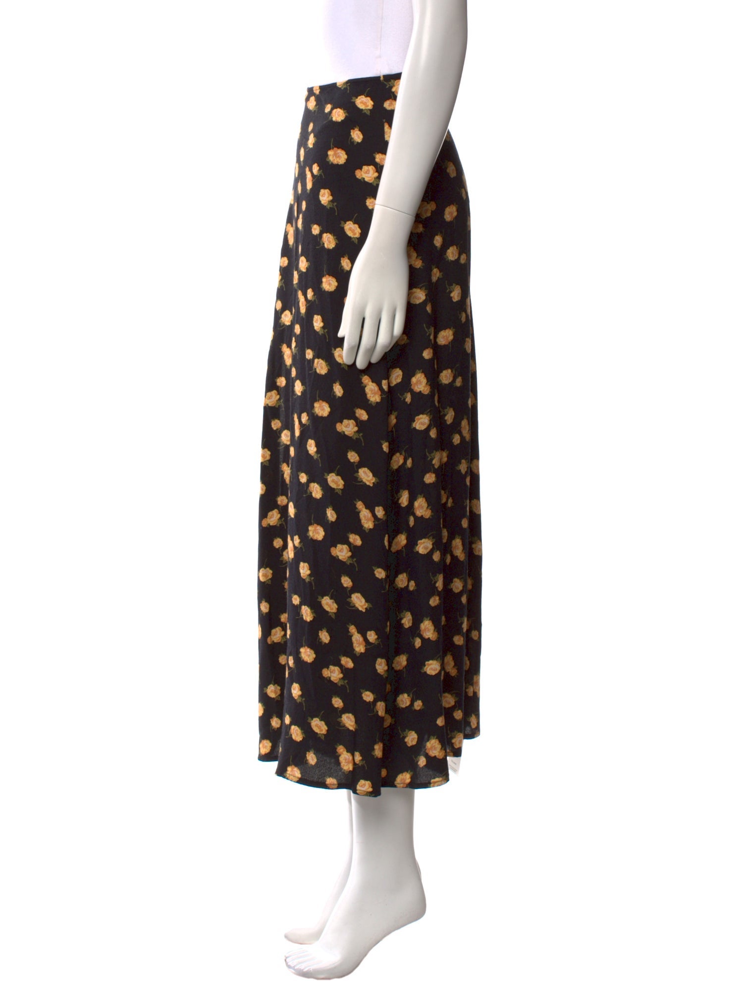 Reformation Floral Print Midi Length Skirt