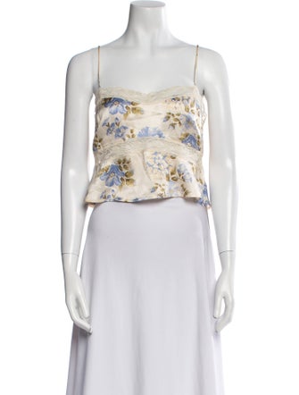 Reformation Silk Floral Print Crop Top