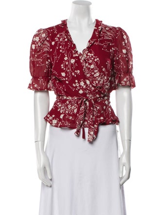 Reformation Floral Print V-Neck Crop Top